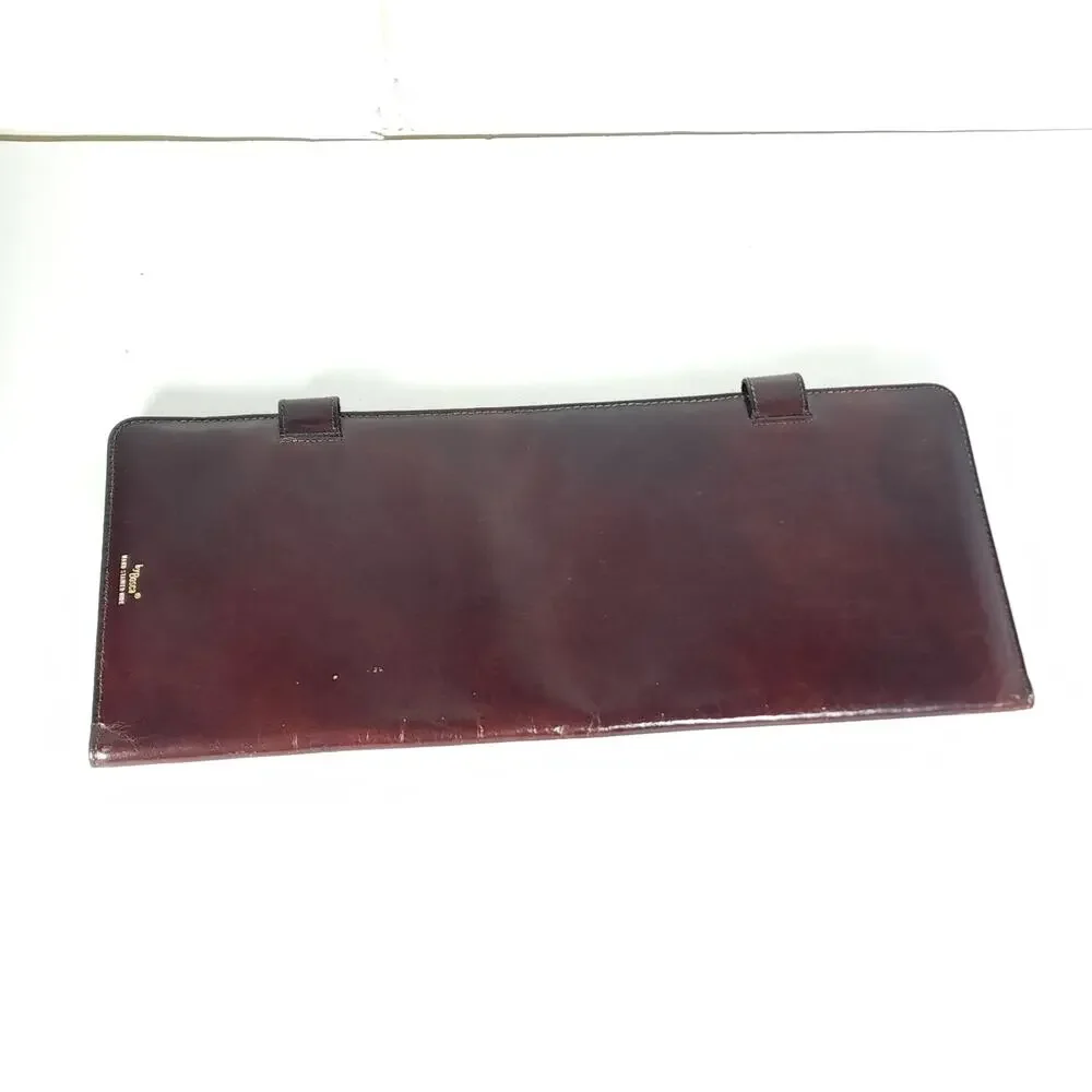 Bosca USA Oxblood Hand Stained Leather Portfolio Travel Tie Organizer Case